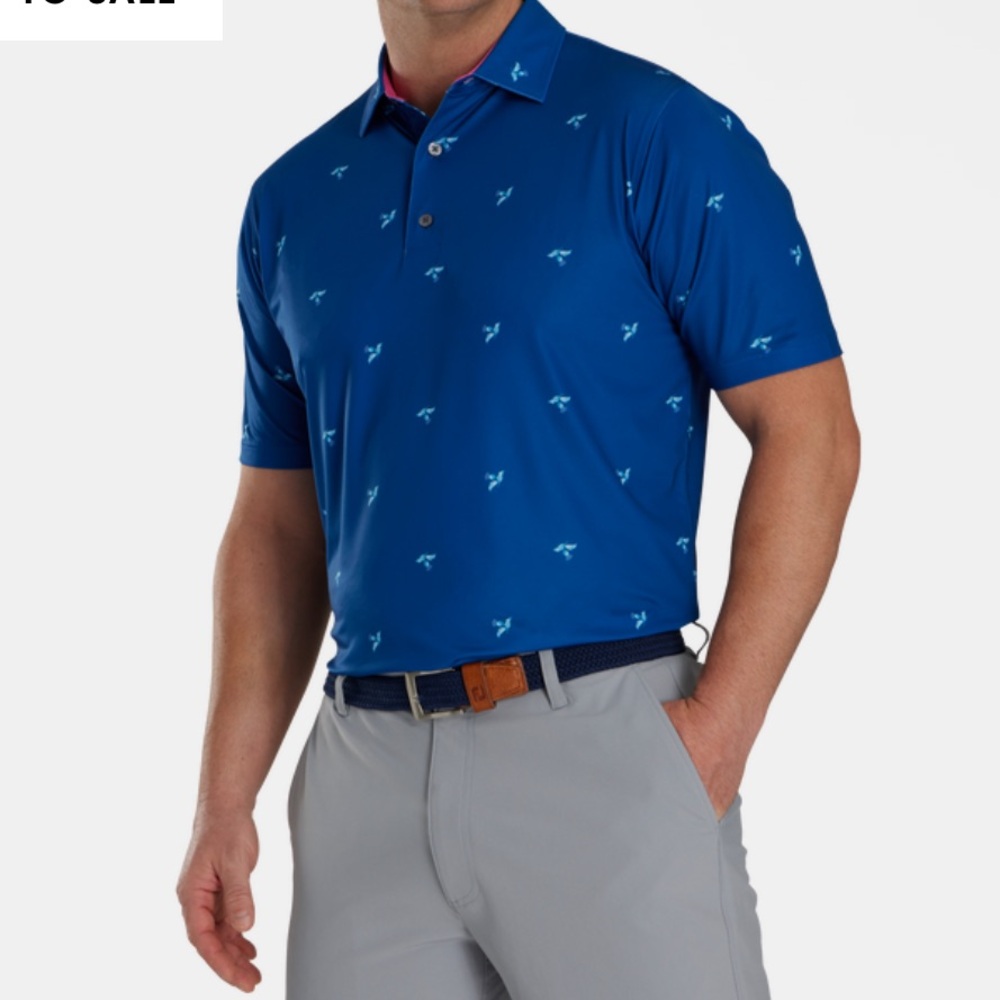 FootJoy Blue Patterned Polo Shirt